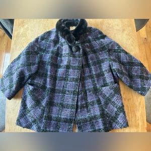 Vintage Fur Collared Purple and Black Jacket